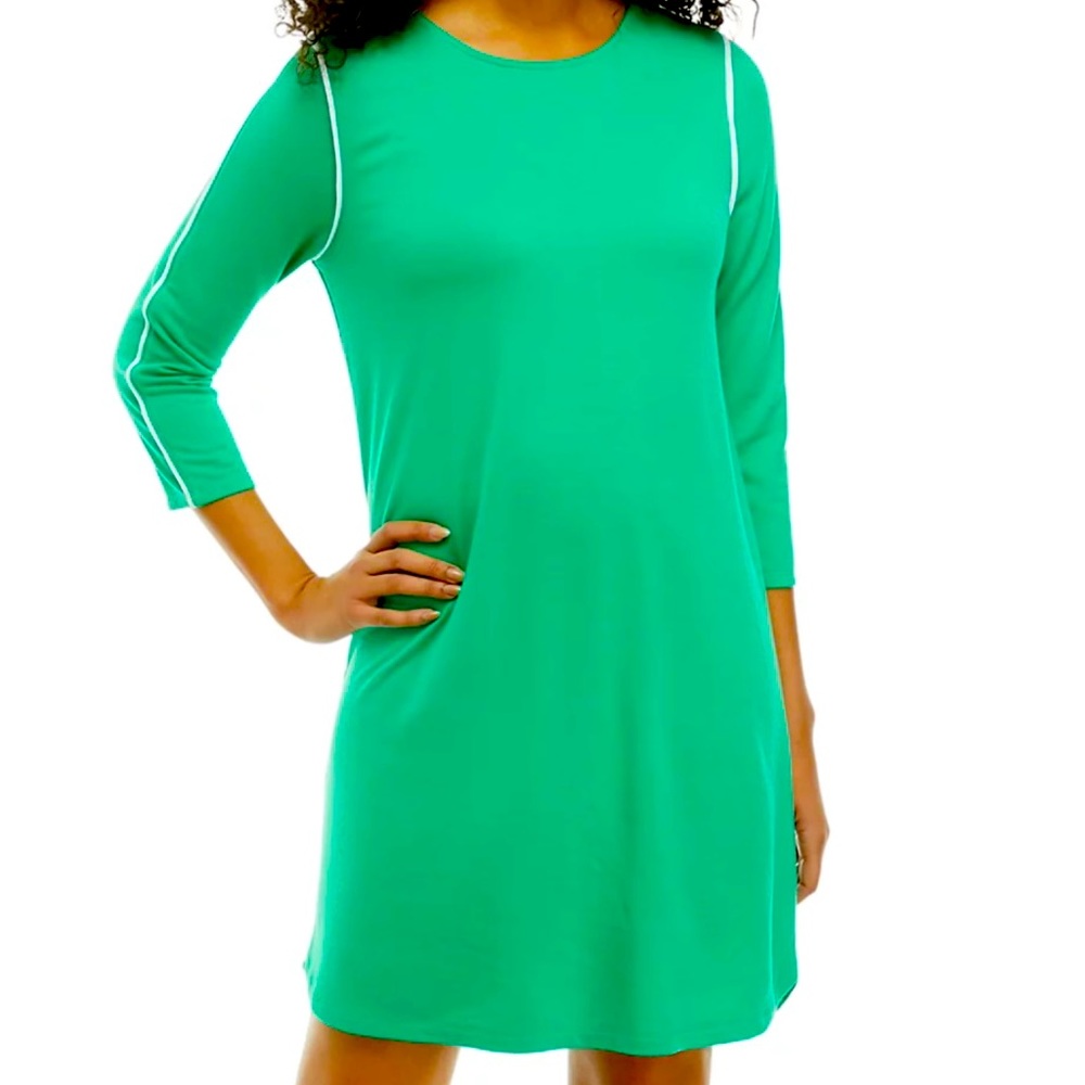 Womens 3/4 sleeve piping detailed dress